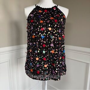 Moulinette Soeurs Black and Red Sequin Embellished Camisole Size XS